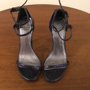 Stuart Weitzman Nudist 2 straps.Size 6.Shiny Navy